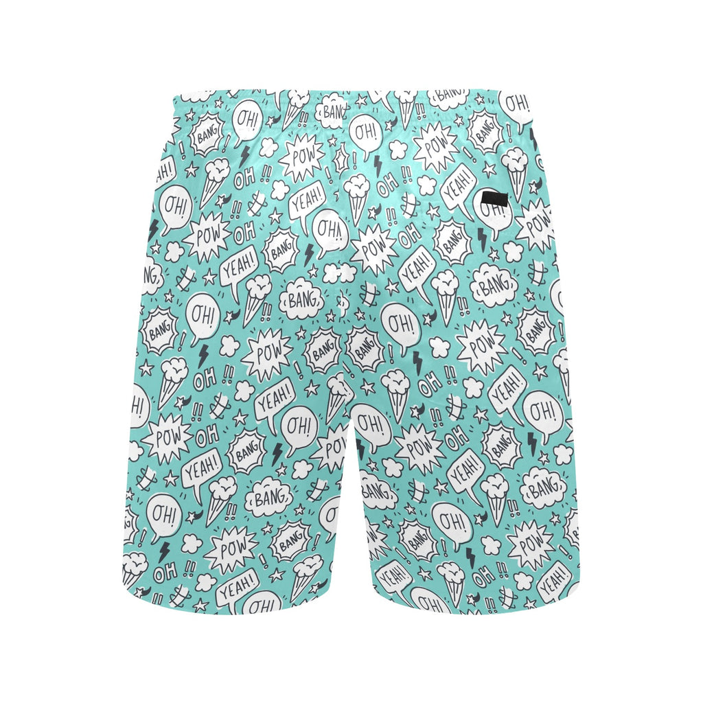 Comic Book Speech Bubbles Men's Mid-Length Beach Shorts Men's Mid-Length Beach Shorts comic Printed Offshore