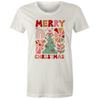 Merry Christmas - Womens T-shirt Natural Womens Christmas T-shirt Christmas Printed In Australia