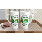 You're The Basil To My Pesto, Valentine - White Latte 17oz Ceramic Mug Latte Mug Food Globally Fulfilled Love