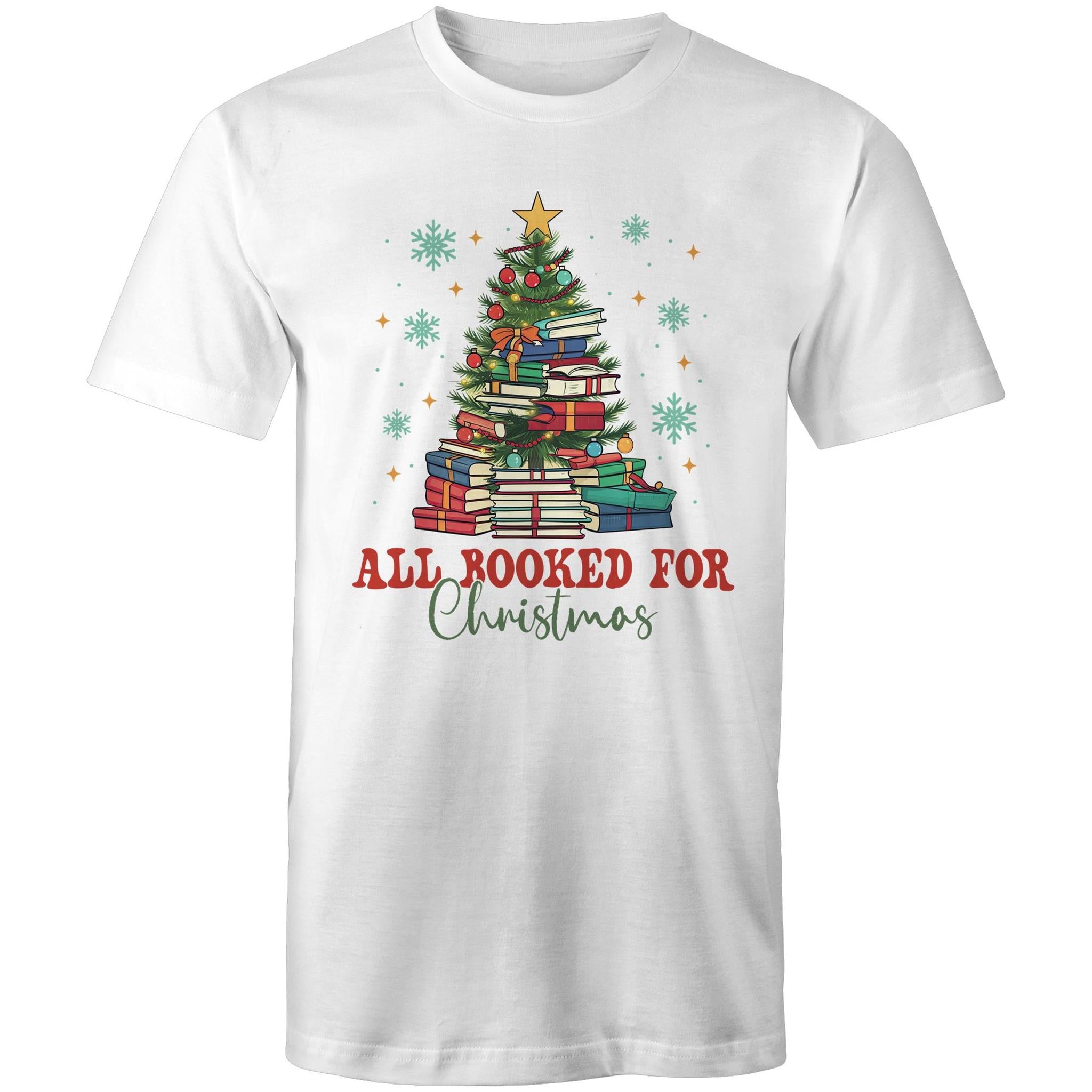 All Booked For Christmas - Mens T-Shirt White Mens Christmas T-shirt Christmas Printed In Australia