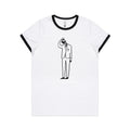 Coffee Brain Women's AS Colour Ringer Tee White Black Womens Ringer T-shirt Coffee Printed In Australia