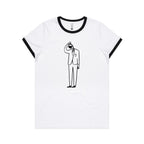 Coffee Brain - Women's Ringer Tee White Black Womens Ringer T-shirt Coffee Printed In Australia