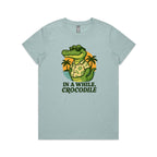 In A While, Crocodile Women's AS Colour T-shirt Pale Blue Womens T-shirt animal Printed In Australia
