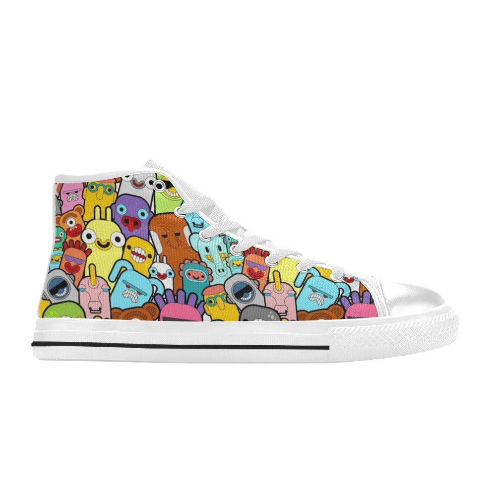 Happy Monsters - Kids' High Top Canvas Shoes Kids High Top Canvas Shoes Printed Offshore Sci Fi