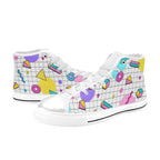 80's Grid Women's High Top Canvas Shoes Womens Classic High Top Shoes Printed Offshore Retro