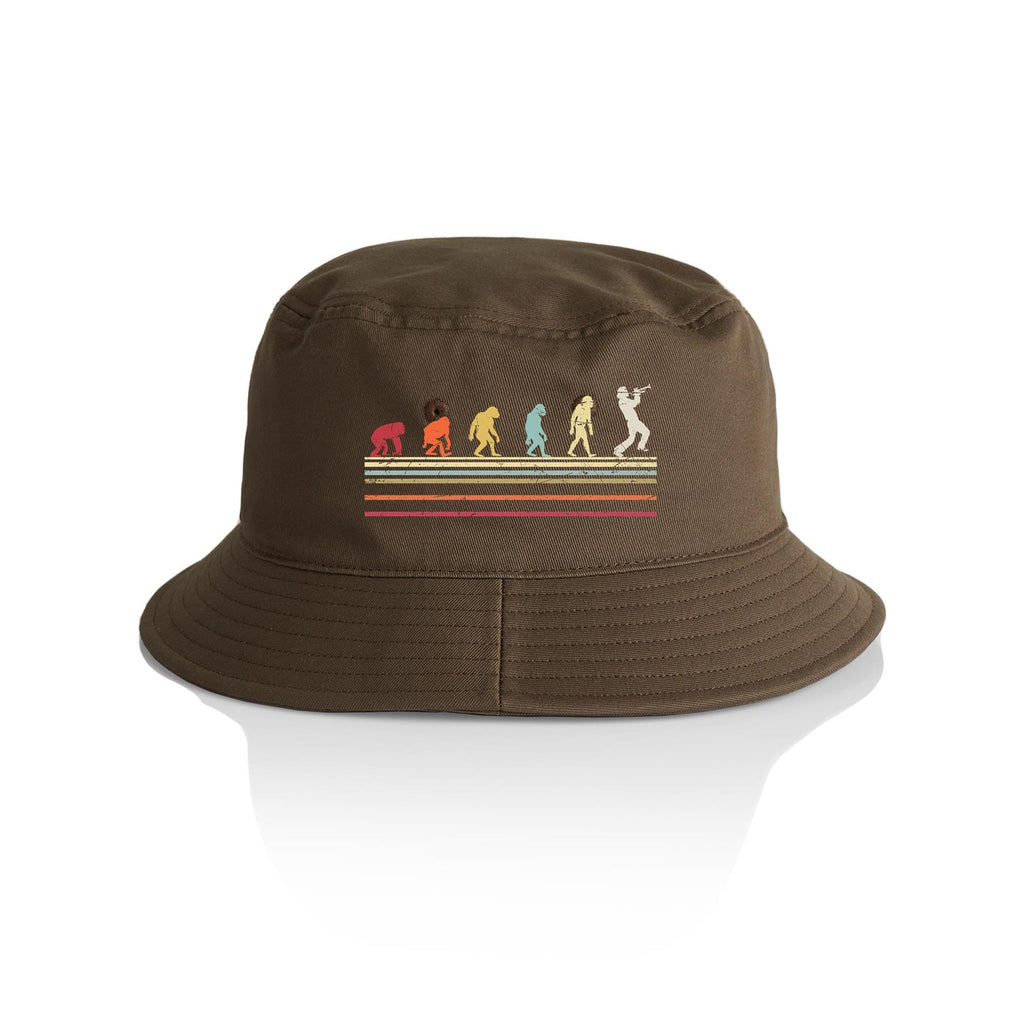 Evolution Of A Trumpet Player AS Colour Bucket Hat Walnut One Size As Colour Bucket Hat Music Printed In Australia