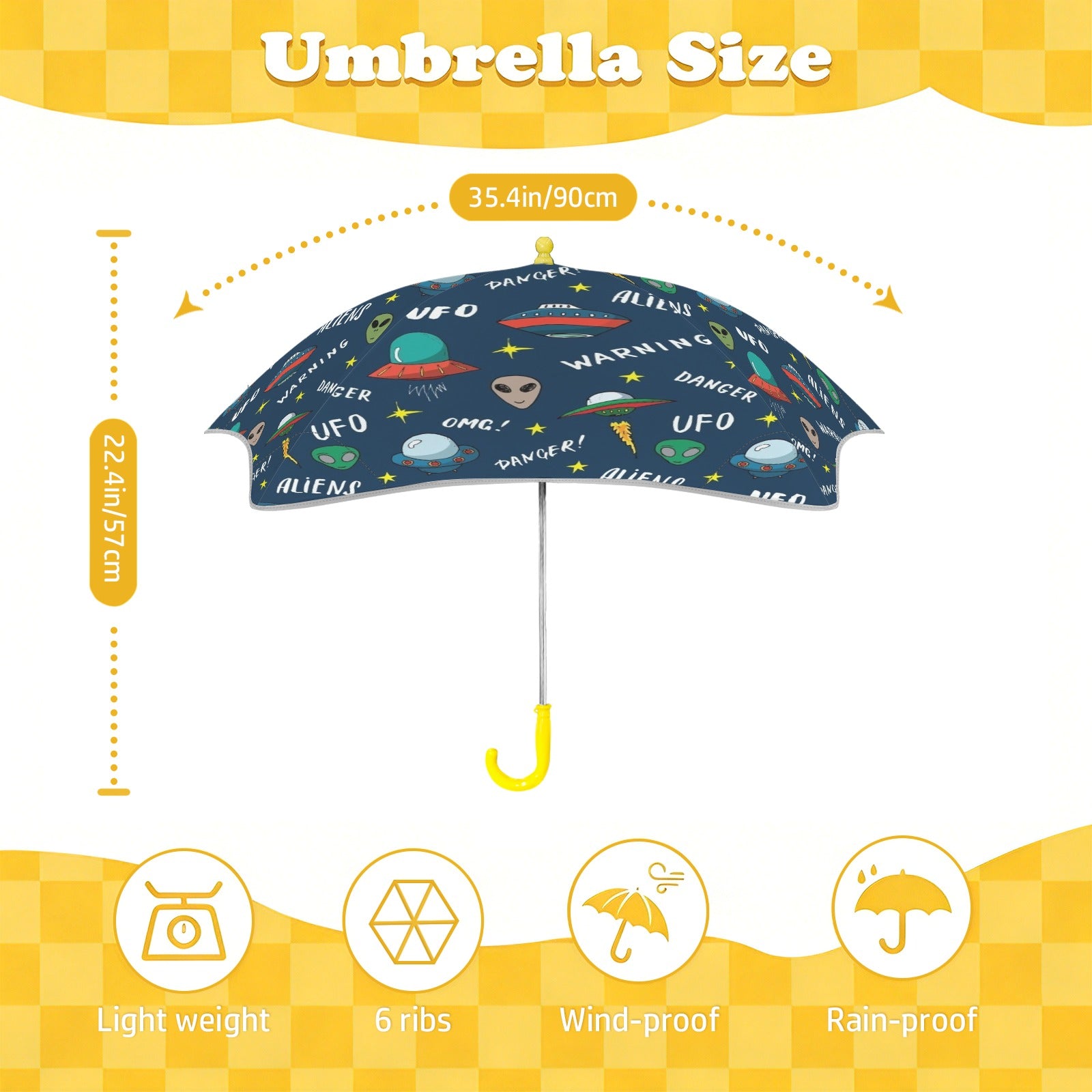 UFO's And Aliens Kids Safe Round Corner Umbrella Kids Safe Round Corner Umbrella Printed Offshore Sci Fi