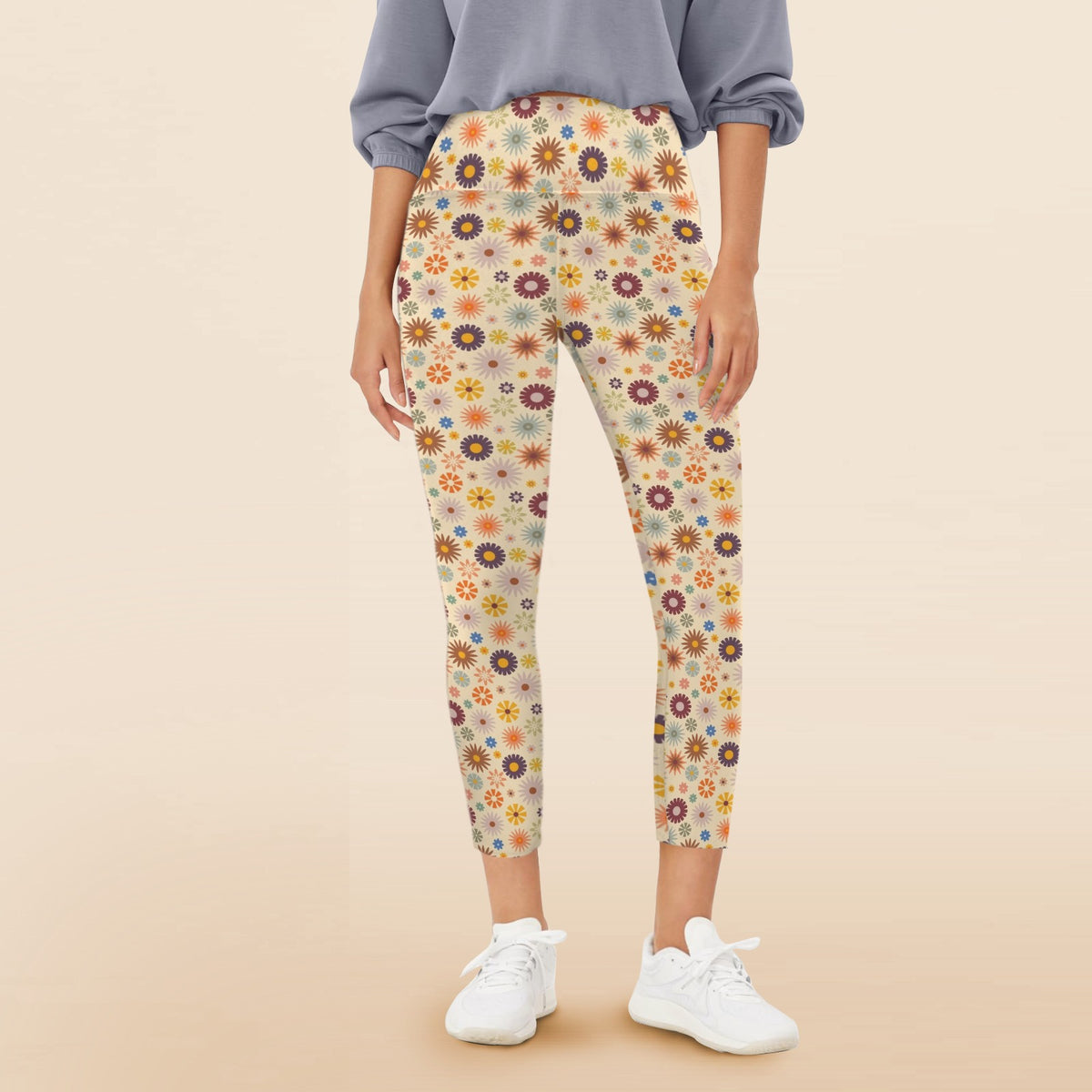 Abstract Floral Women's High Waist Pockets Yoga Leggings