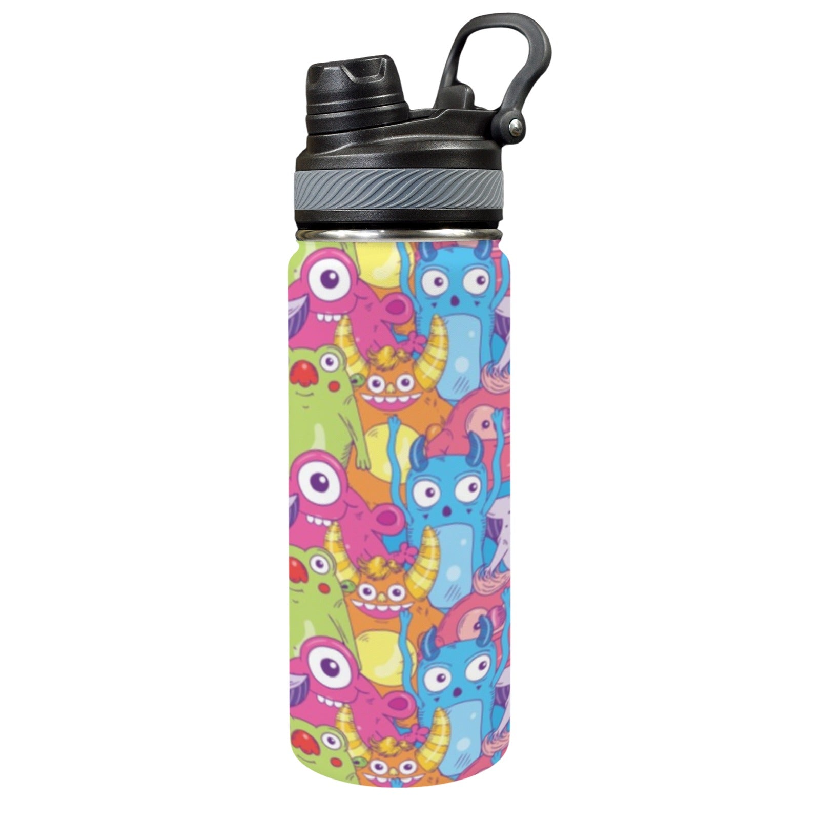 Cute Monsters - Insulated Water Bottle with Dual-Use Lid (18oz) One Size Insulated Water Bottle with Dual-Use Lid (18oz) Printed Offshore Sci Fi