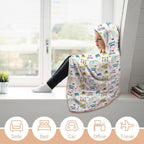 Camping Life Kids Hooded Blanket 100cm x 130cm Kids Hooded Blanket Printed Offshore