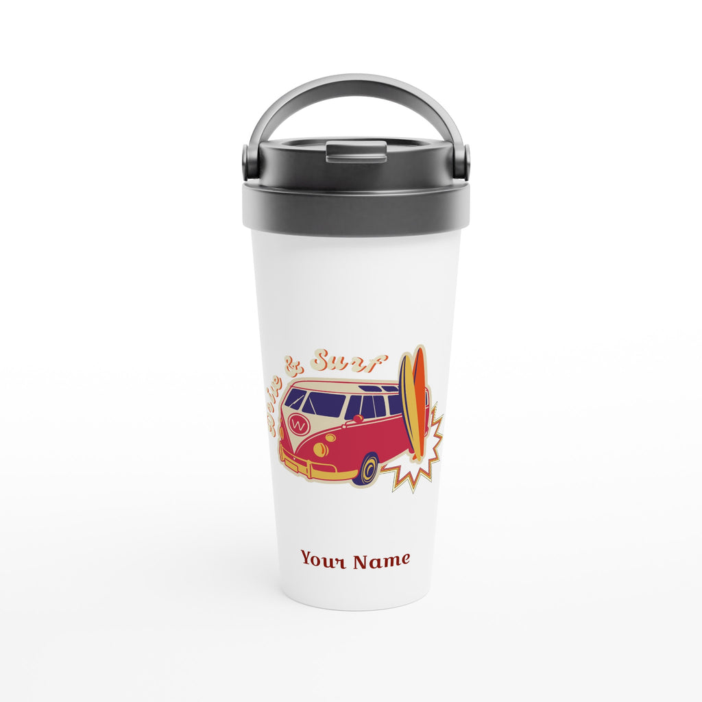 Personalised - Drive And Surf - White 15oz Stainless Steel Travel Mug Default Title Personalised Travel Mug Customise Globally Fulfilled Personalise Summer