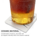 Cat With Gold Heart - Ceramic Coasters (Square) Ceramic Coasters animal Printed Offshore