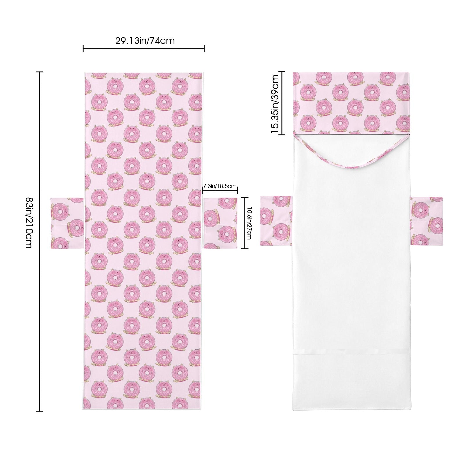 Cat Doughnuts Beach Chair Towel Cover with Side Pockets
