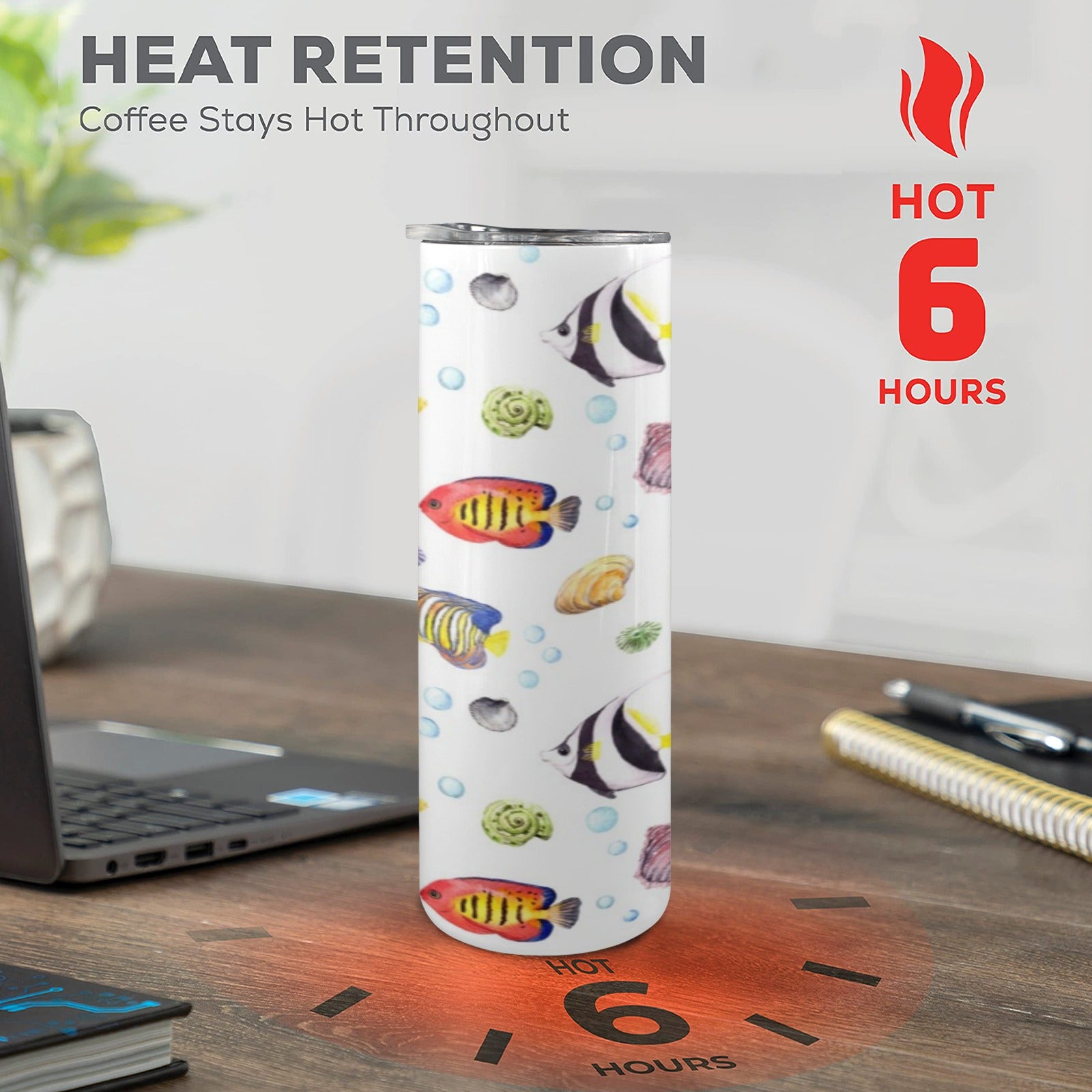 Tropical Fish 20oz Tall Skinny Tumbler with Lid and Straw