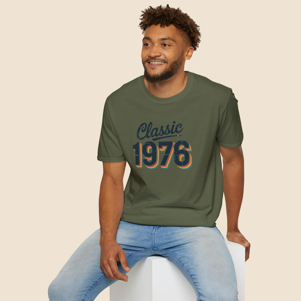 Turning 50, Classic 1976 Unisex Softstyle T-Shirt Military Green T-Shirt Australian Printer Birthday