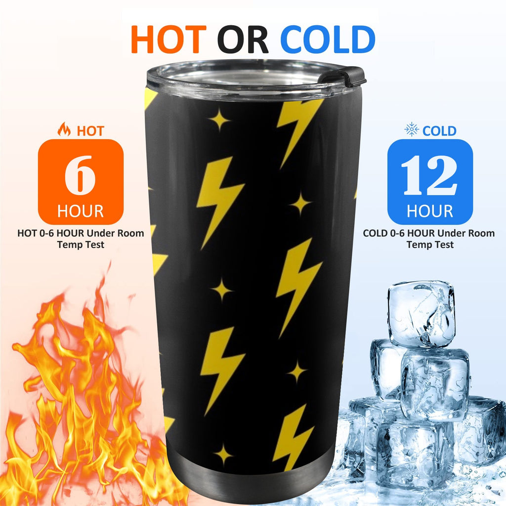 Yellow Lightning - 20oz Mobile Tumbler with Lid (Black Lock) 20oz Travel Mug comic Printed Offshore