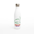 Never Skip Arm Day - White 17oz Stainless Steel Water Bottle Default Title White Water Bottle Fitness Globally Fulfilled