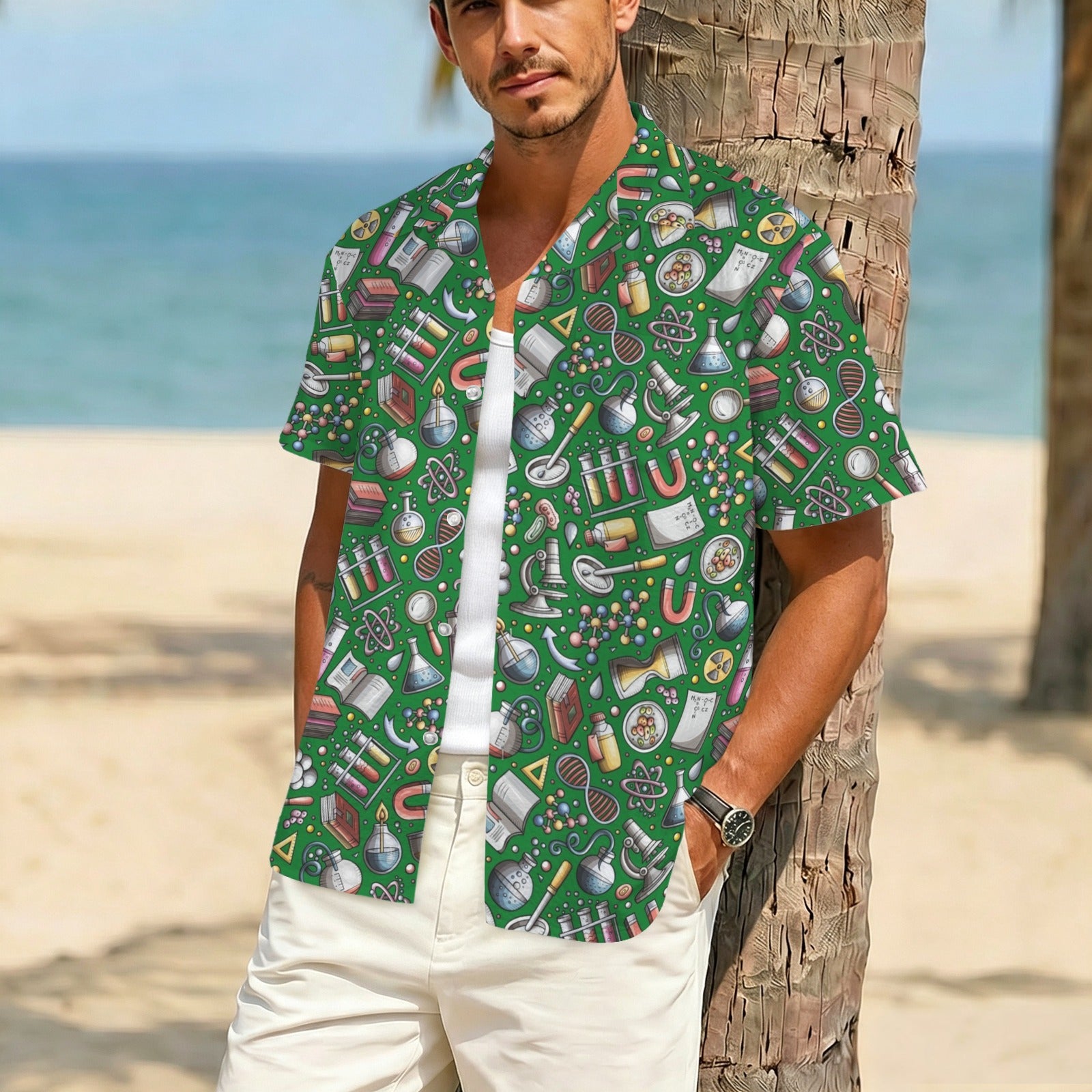 Science Love Men's Crinkle Hawaiian Shirt