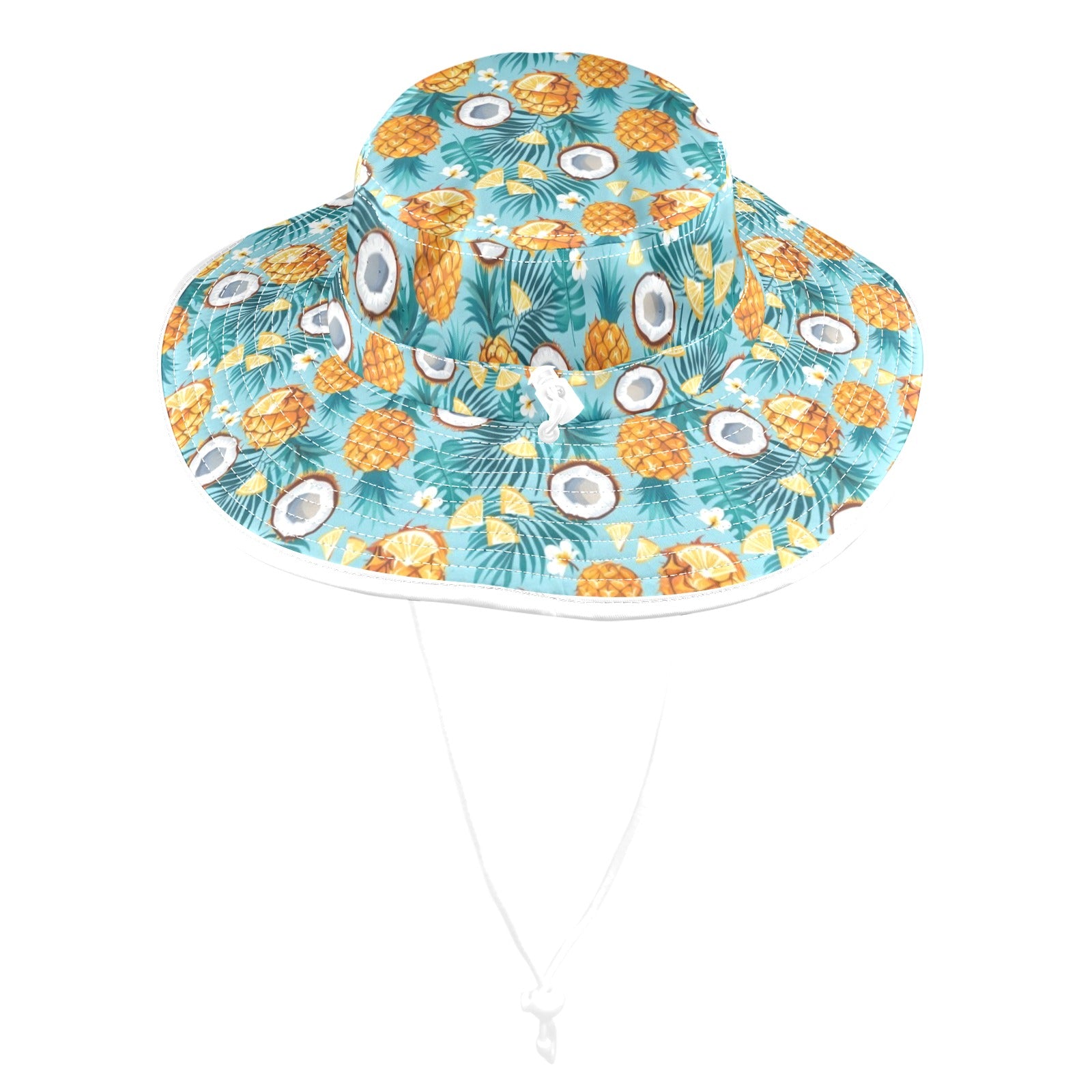 Pineapple Coconut Wide Brim Bucket Hat Wide Brim Bucket Hat Food Printed Offshore