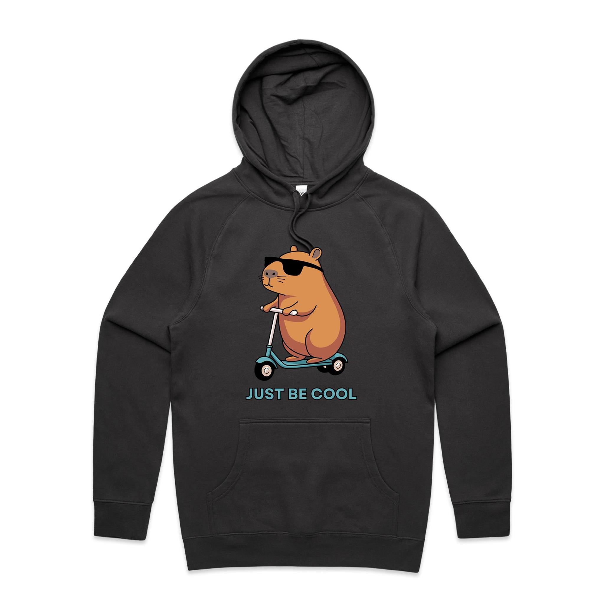 Just Be Cool, Capybara - Mens Hoodie Coal Mens Hoodie animal Printed In Australia