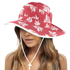 Red Retro Foliage Wide Brim Bucket Hat Wide Brim Bucket Hat Printed Offshore Retro