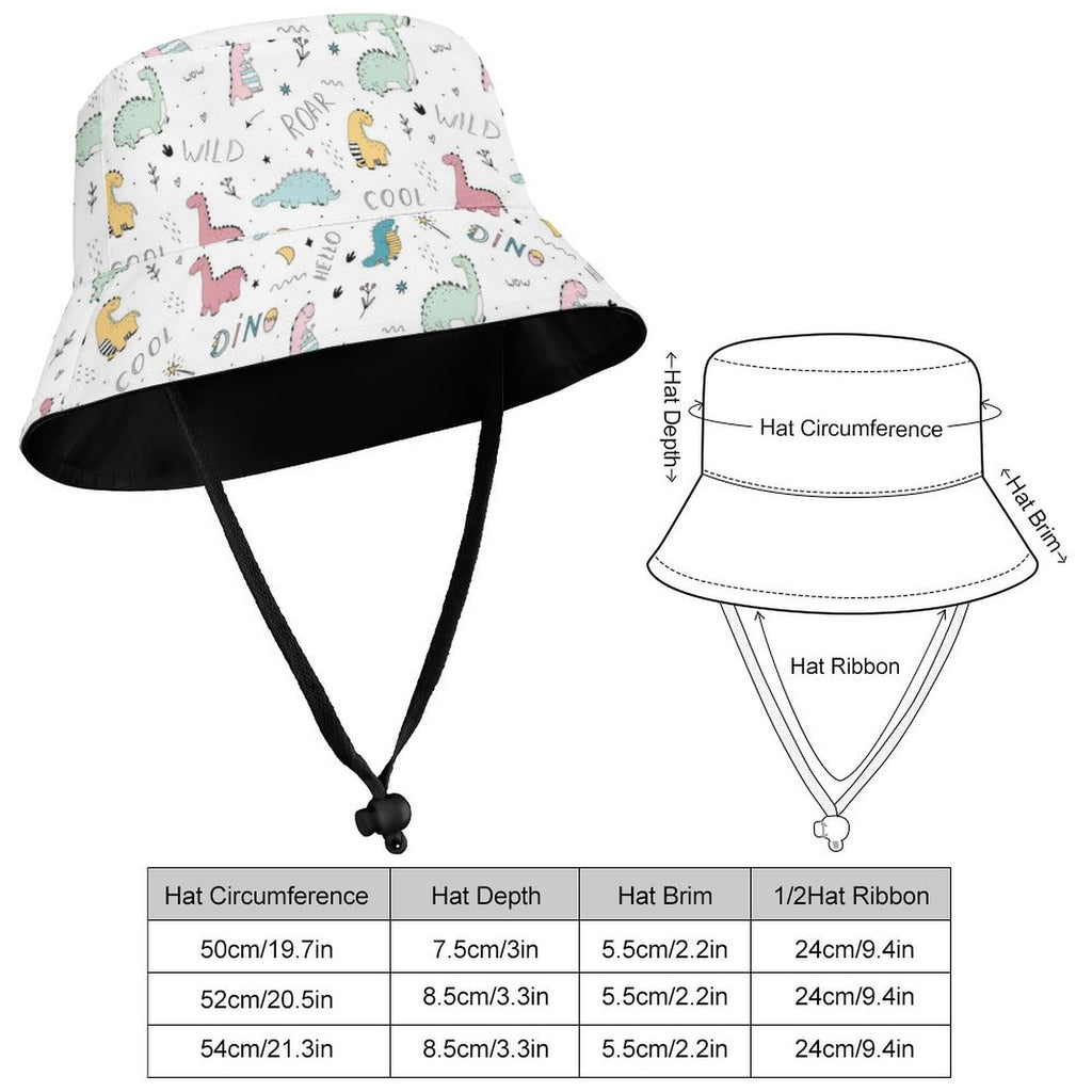 Quirky Dinoaurs Kids Bucket Hat Kids Bucket Hat animal Printed Offshore