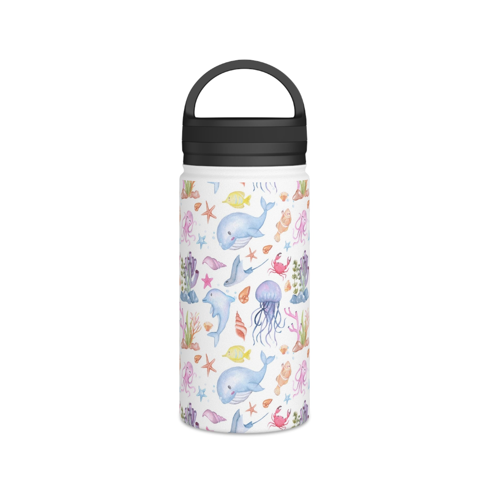 Under The Sea, Ocean Animals Stainless Steel Water Bottle, Handle Lid Stainless Steel Water Bottle With Handle Lid Globally Fulfilled Ocean