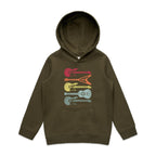 Retro Guitar - Kids Hoodie Army Kids Hoodie Printed In Australia