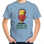 Music On, Worries Off, Headphones - Kids Youth T-Shirt Carolina Blue Kids Youth T-shirt Music Printed In Australia