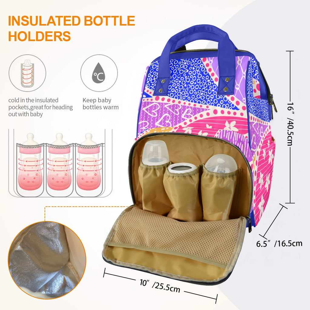 Pink Swirl - Multi-Function Backpack, Nappy / Diaper Bag