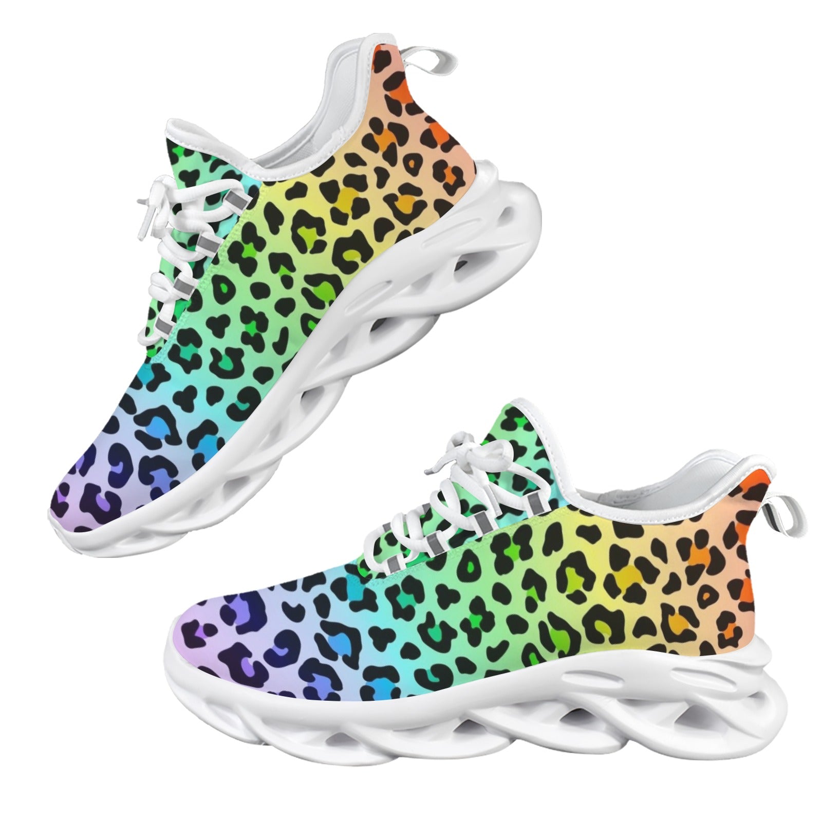 Rainbow Leopard Print Women's Twisted Sole Sneakers