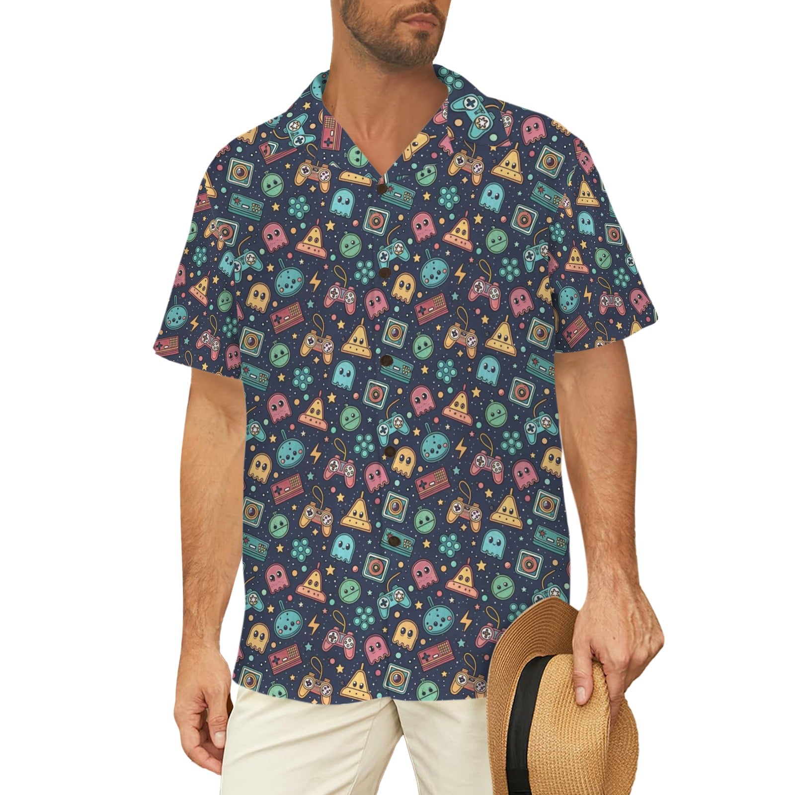 Video Game - Men's Short Sleeve Hawaiian Shirt Men's Hawaiian Shirt (New) Games Printed Offshore Retro