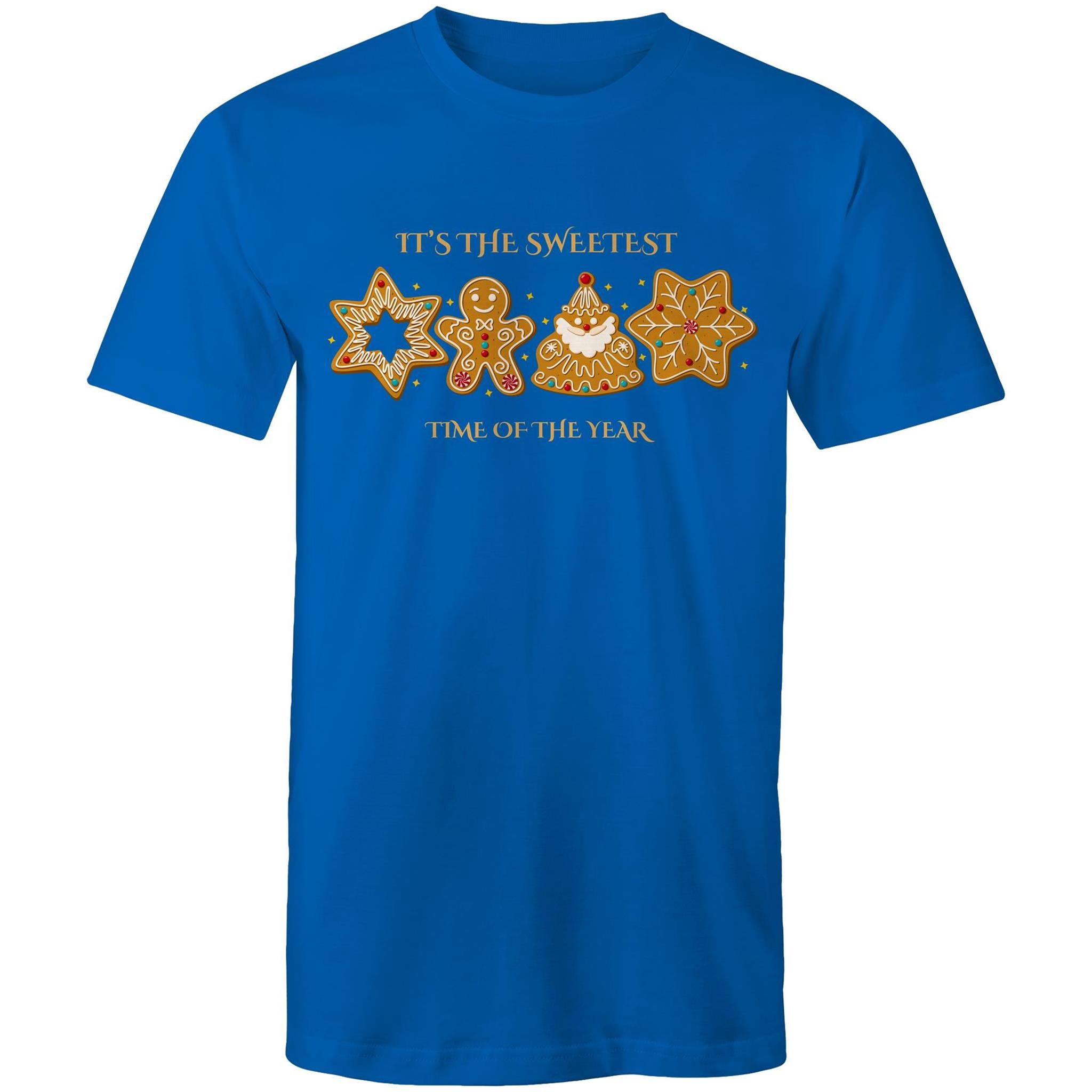 Gingerbread, It's The Sweetest Time Of The Year, Christmas - Mens T-Shirt Bright Royal Mens Christmas T-shirt Christmas Printed In Australia