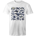 Sea Creatures - Mens T-Shirt White Mens T-shirt animal Printed In Australia
