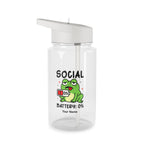 Personalised - Frog, Social Battery - Clear Tritan Water Bottle
