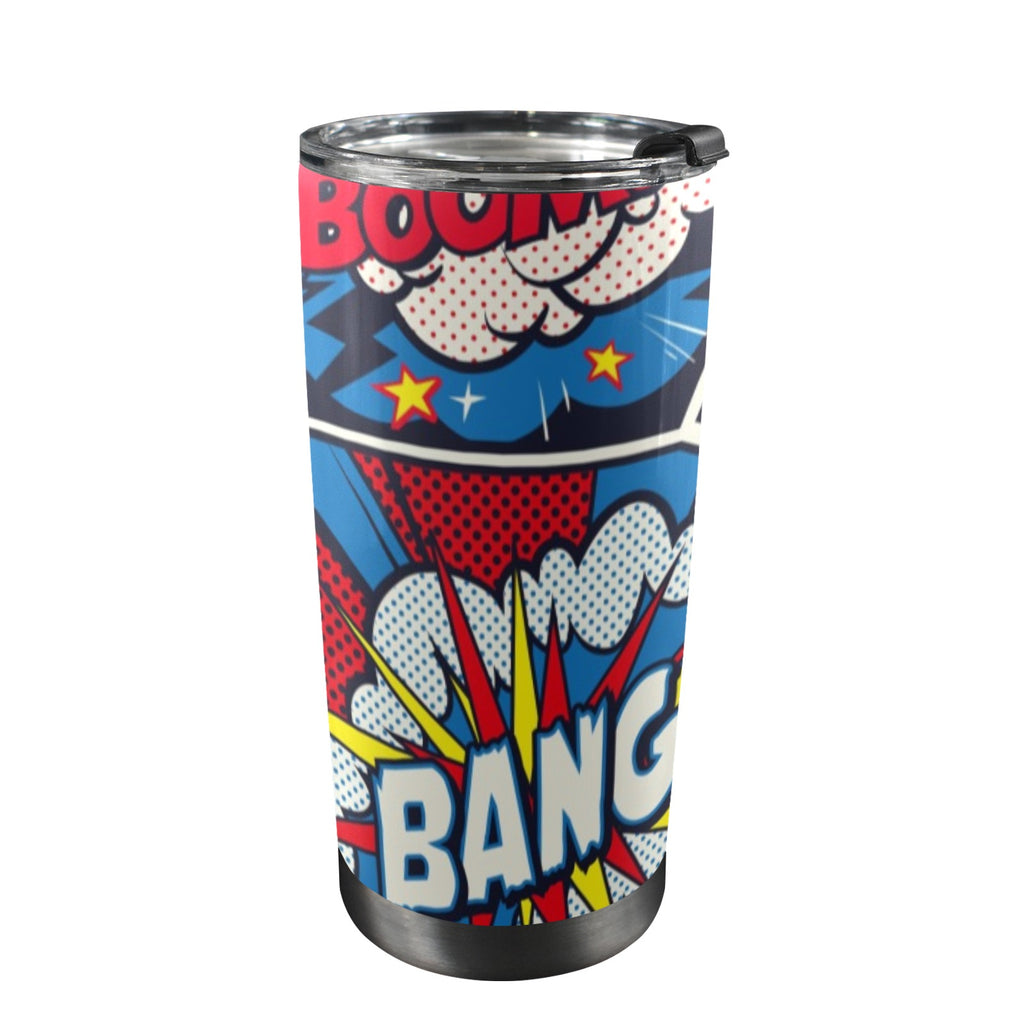 Comic Book - 20oz Mobile Tumbler with Lid (Black Lock) One Size 20oz Travel Mug comic Printed Offshore