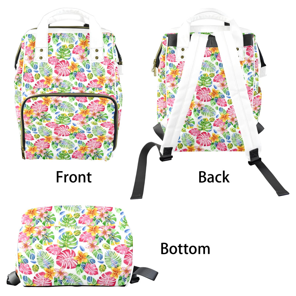 Bright Painted Tropical Multi-Function Backpack, Nappy / Diaper Bag Multi-function Backpack, Nappy / Diaper Bag Plants Printed Offshore