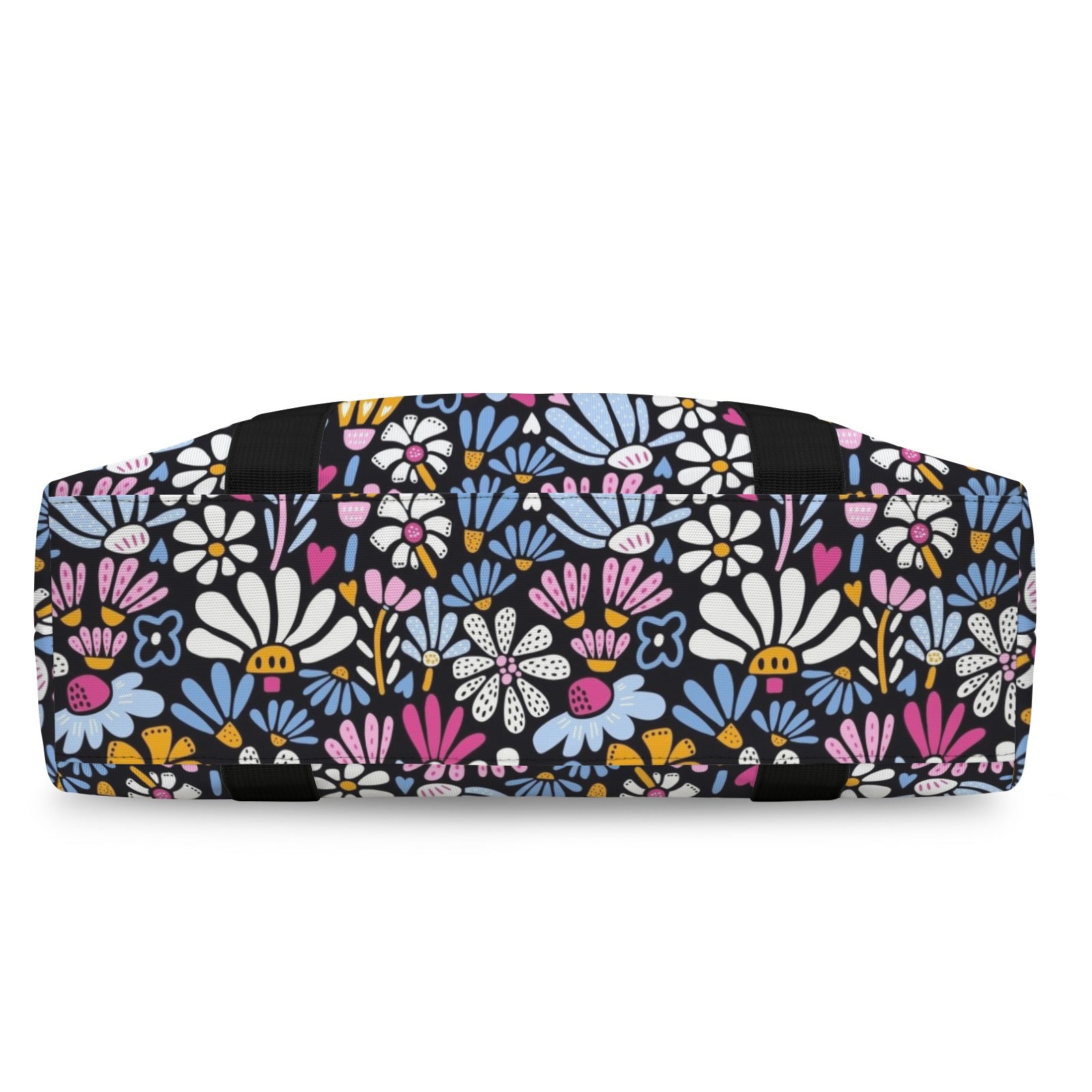 Graphic Flowers On Black Duffle Bag-Simple (Model 1715) Duffle Bag-Simple (1715)