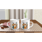 Where Is My Coffee, Cranky Cats - White 12oz Enamel Mug Enamel Mug animal Coffee Globally Fulfilled