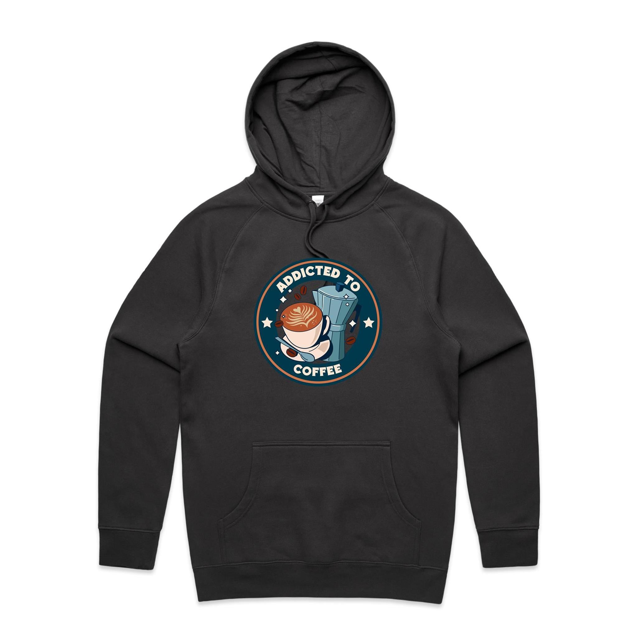 Addicted To Coffee - Mens Hoodie Coal Mens Hoodie Coffee Printed In Australia