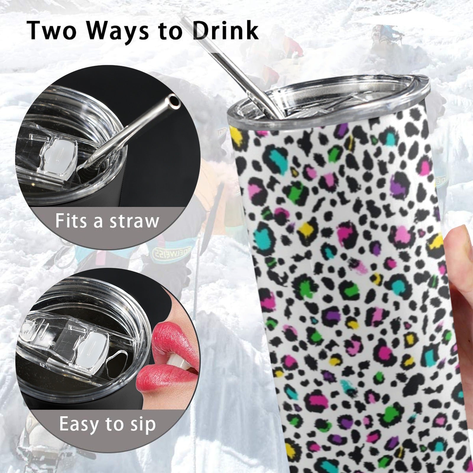 Animal Print In Colour - 20oz Tall Skinny Tumbler with Lid and Straw