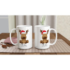 Oh Deer, Christmas Is Here - White 15oz Ceramic Mug Christmas 15oz Mug Christmas Globally Fulfilled