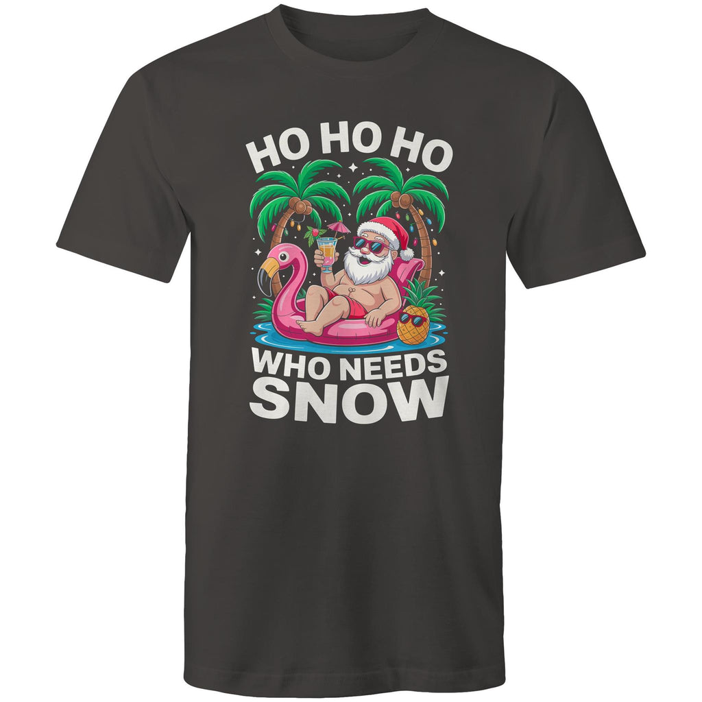 Santa, Who Needs Snow - Mens T-Shirt Charcoal Mens Christmas T-shirt Christmas Printed In Australia