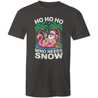 Santa, Who Needs Snow - Mens T-Shirt Charcoal Mens Christmas T-shirt Christmas Printed In Australia