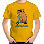Just Be Cool, Capybara - Kids Youth T-Shirt Gold Kids Youth T-shirt animal Printed In Australia