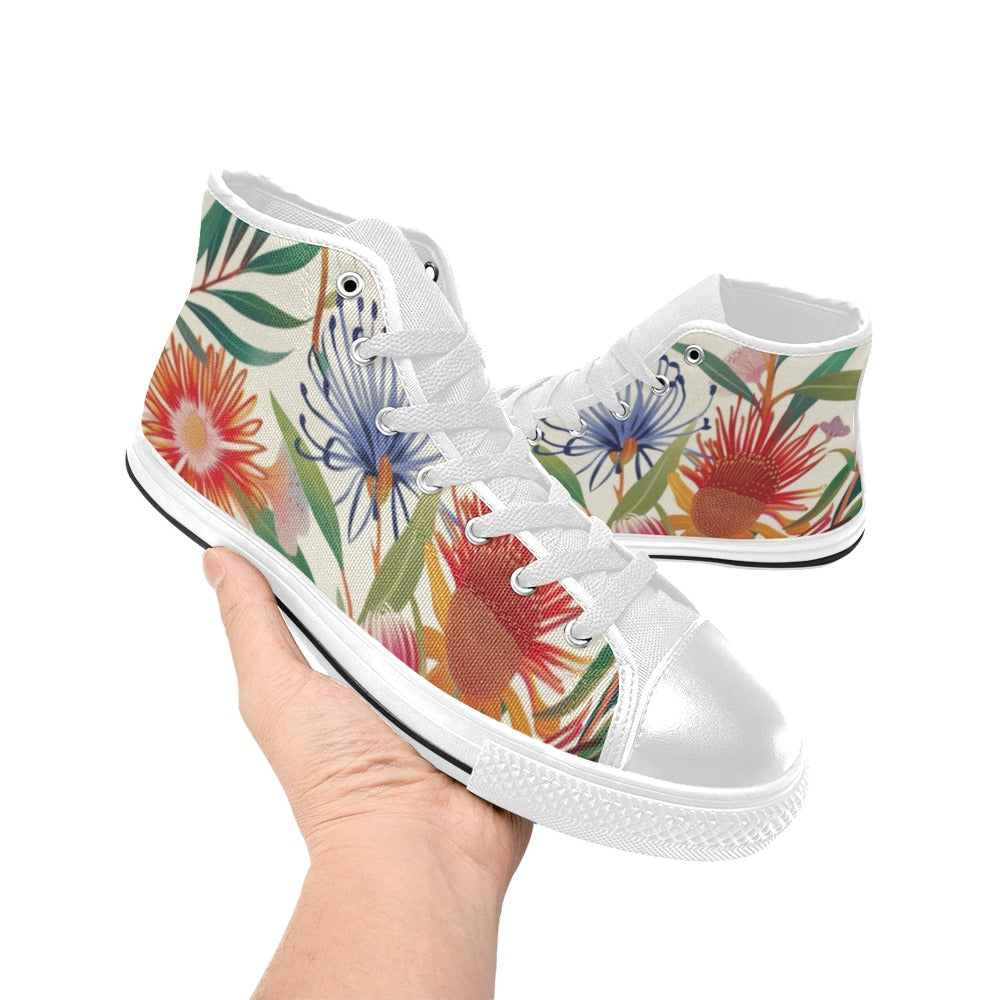 Australian Native Flowers - Women's High Top Canvas Shoes