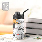 Cat Hello Kids Water Bottle with Chug Lid (12 oz) Kids Water Bottle with Chug Lid animal Printed Offshore