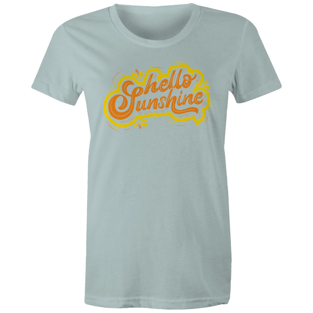Hello Sunshine - Womens T-shirt Pale Blue Womens T-shirt Printed In Australia Summer