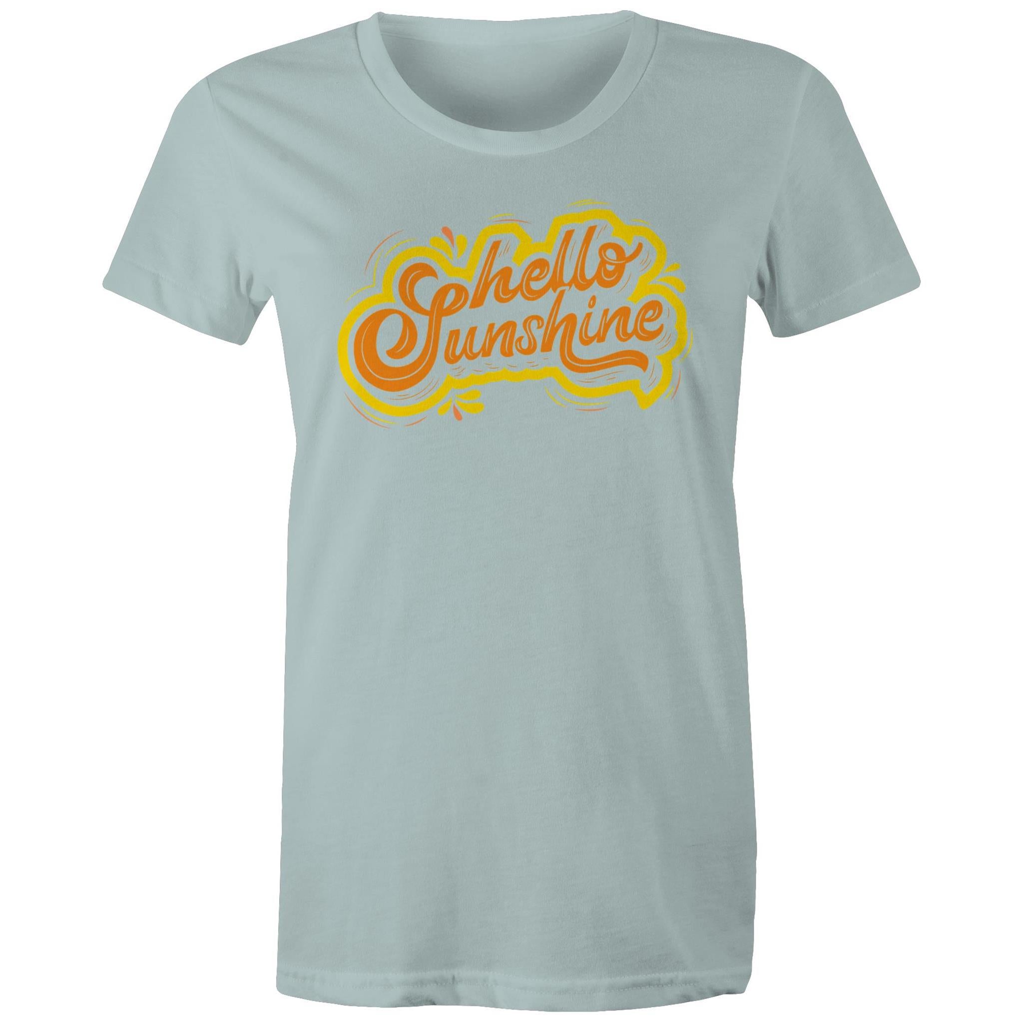 Hello Sunshine - Womens T-shirt Pale Blue Womens T-shirt Printed In Australia Summer