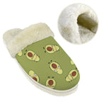 Avocado Characters Men's Fur Trim Thick-Sole Indoor Slippers Men's Fur Trimmed Slippers Food Printed Offshore